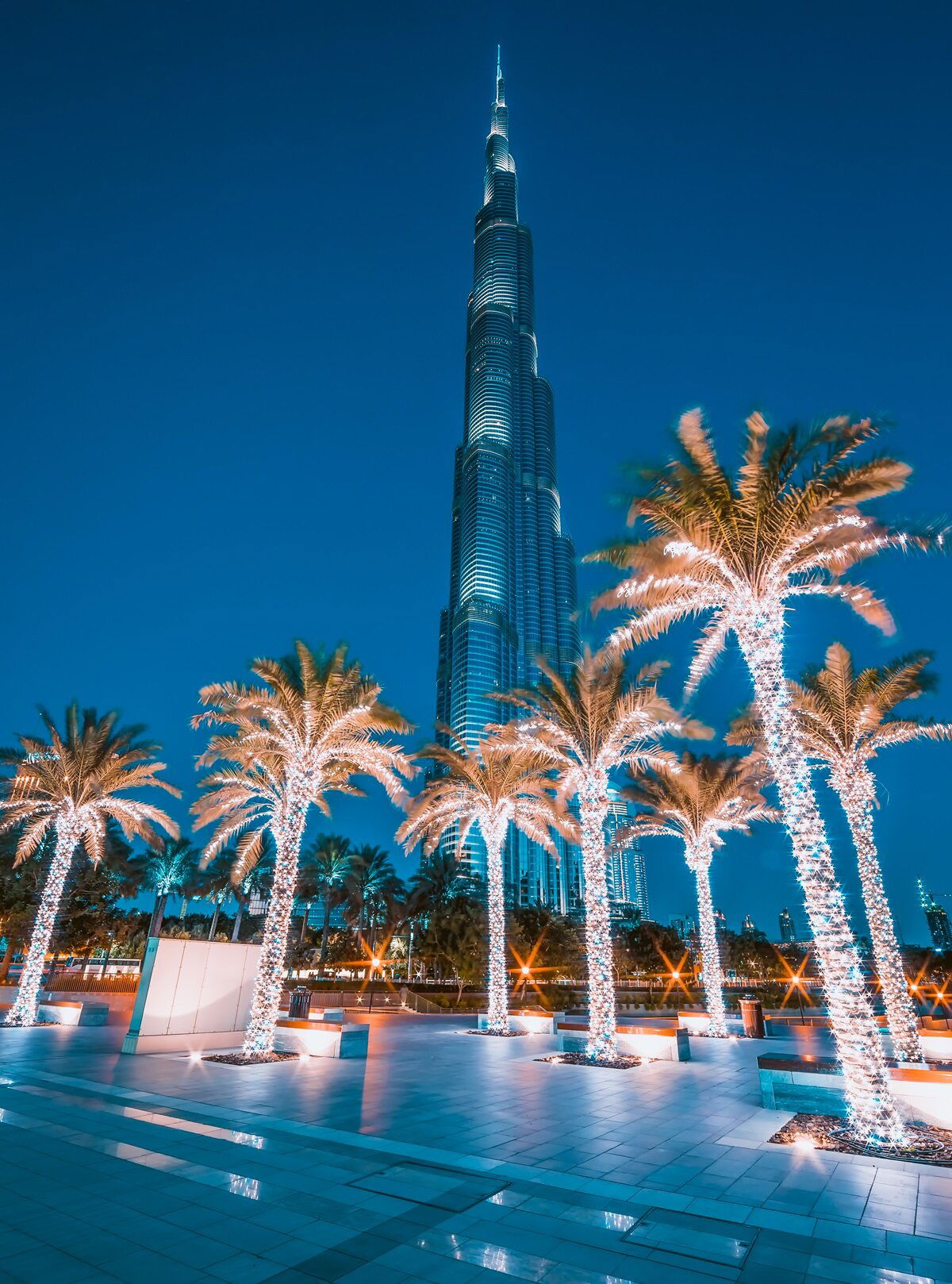 Burj Khalifa  at night in Dubai
