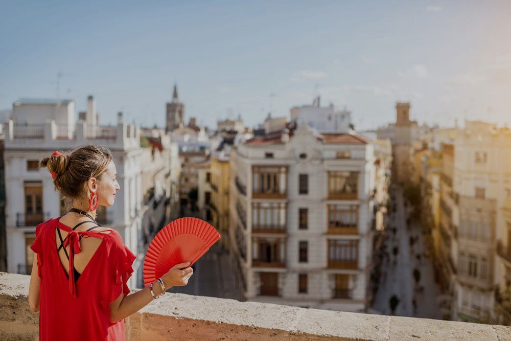 Young woman with a view over Valencia