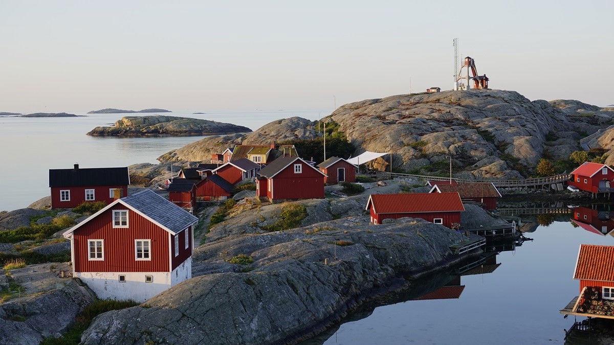 Red houses on archipelago