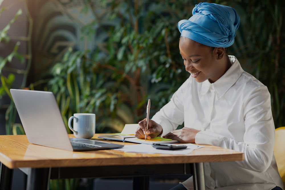 Woman working at a desk