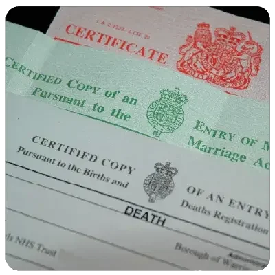 Detalle de un certificado de defunción.