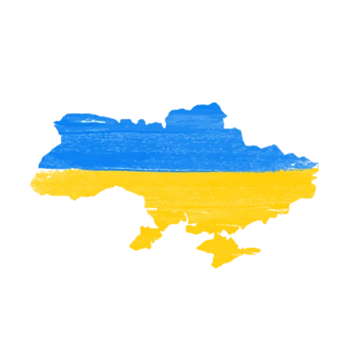 Forma del terreno de Ucrania con los colores de la bandera ucraniana.