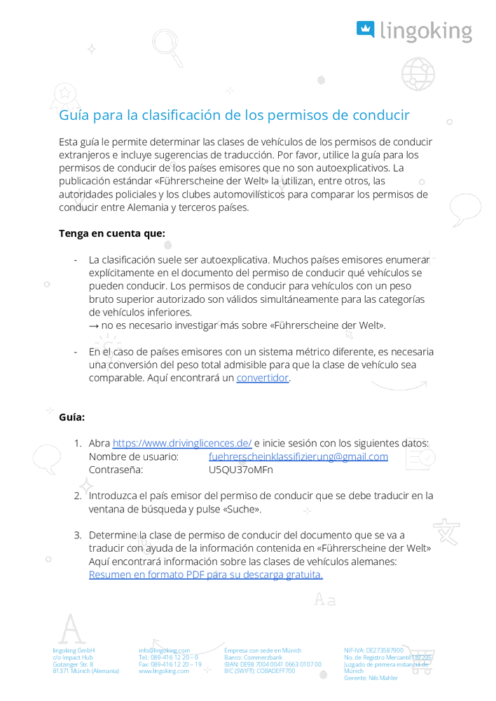 Guia para la clasificacion de los permisos de conducir lingoking