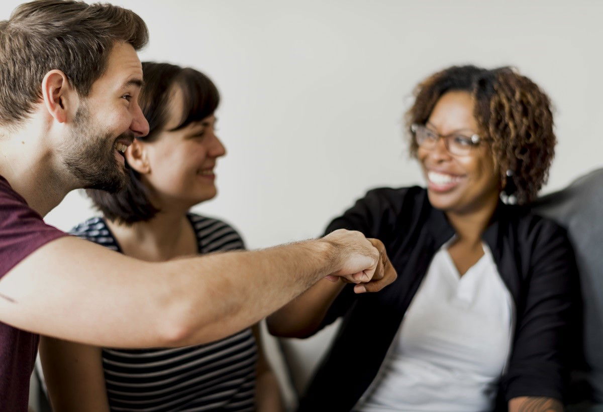 People smiling at each other