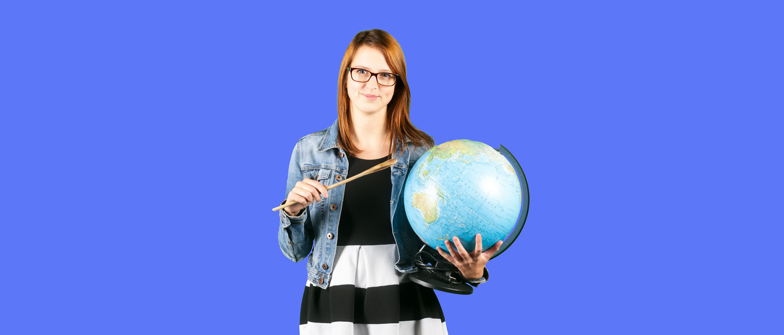 Woman holding globe