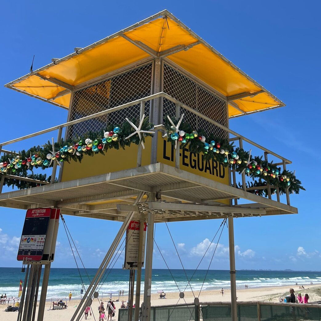 Australian beach at christmas time