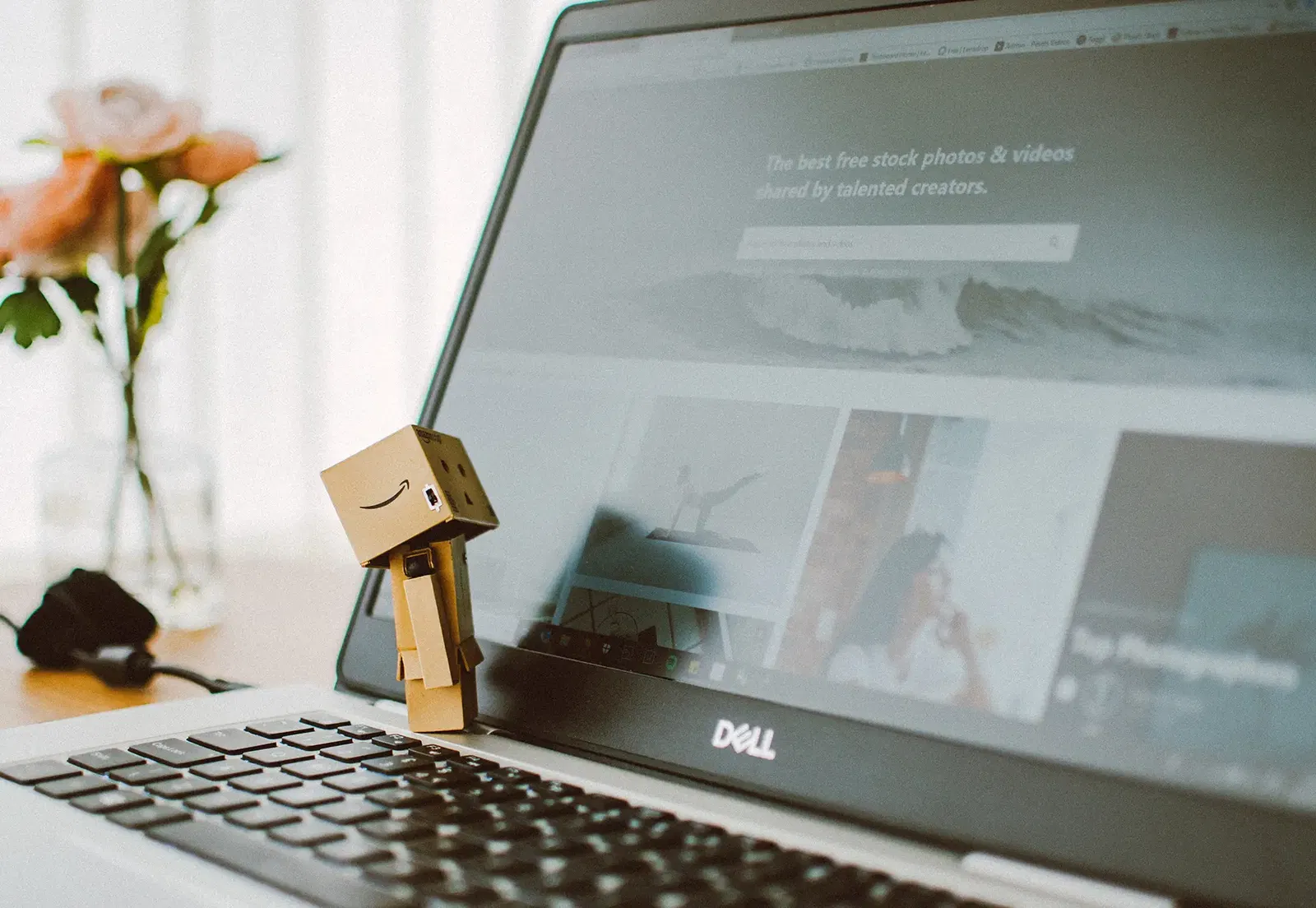 Amazon parcels in front of a laptop