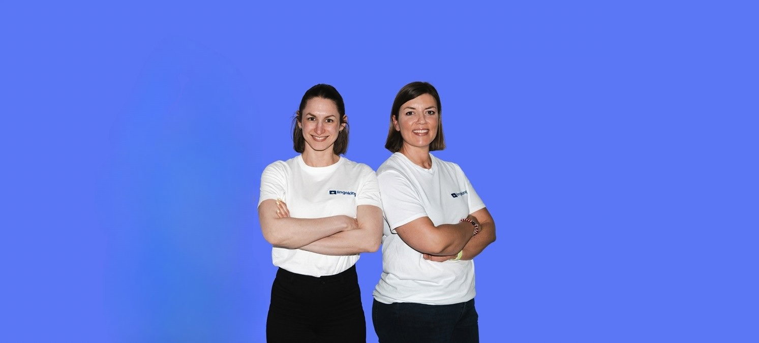 lingoking project management team holding the lingoking logo